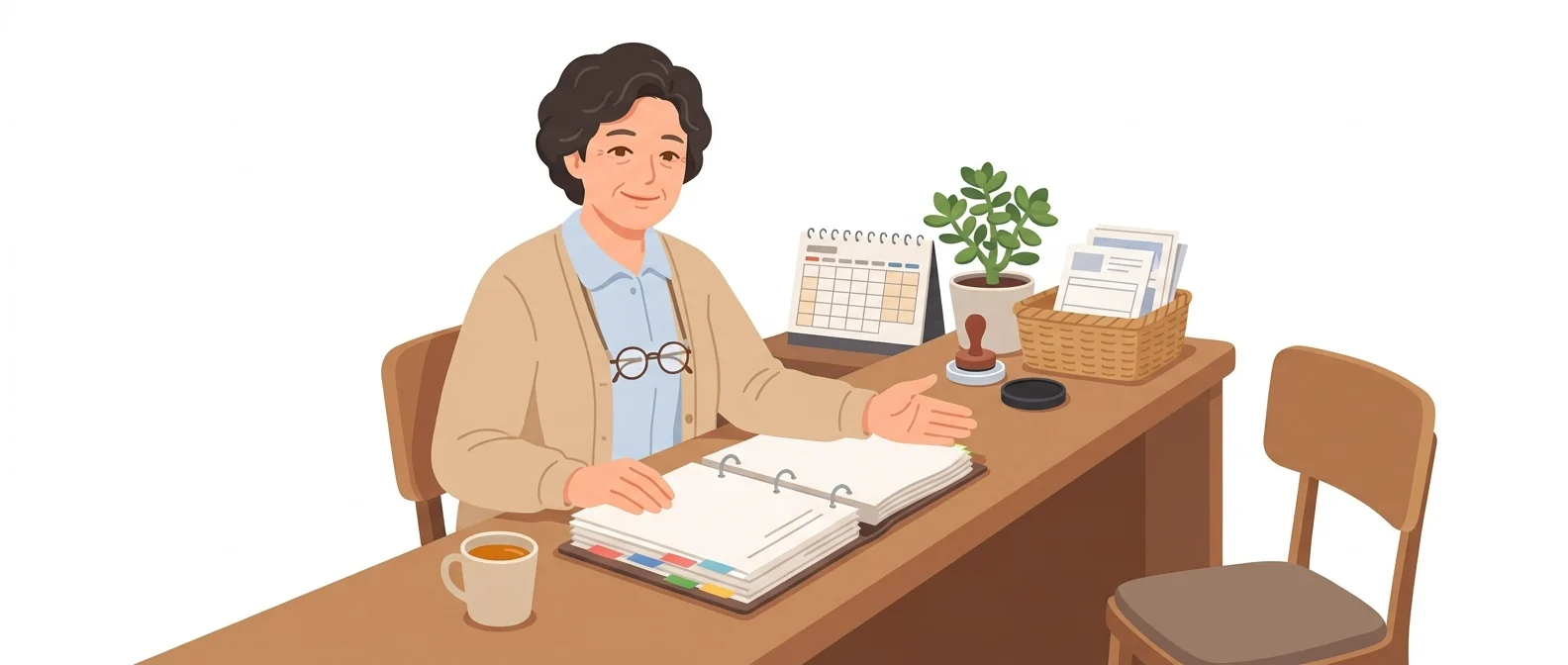 낡은 바인더를 펼쳐 둔 채 손님 의자를 권하는, 그 동네를 오래 지킨 50대 초반 여성 직원